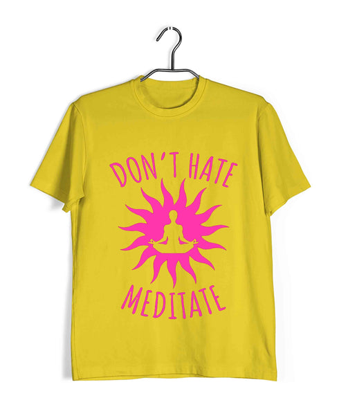Yoga No Hate, Only Meditate Sports Fitness Casual Graphic Printed T-Shirt for Men